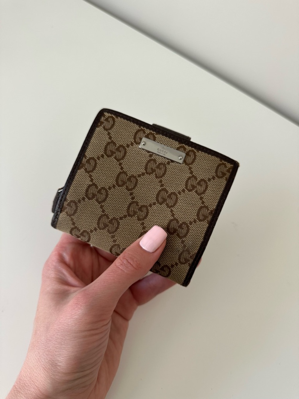 Gucci GG Supreme Canvas Snap Wallet in Brown and Tan - Picture 8 of 10